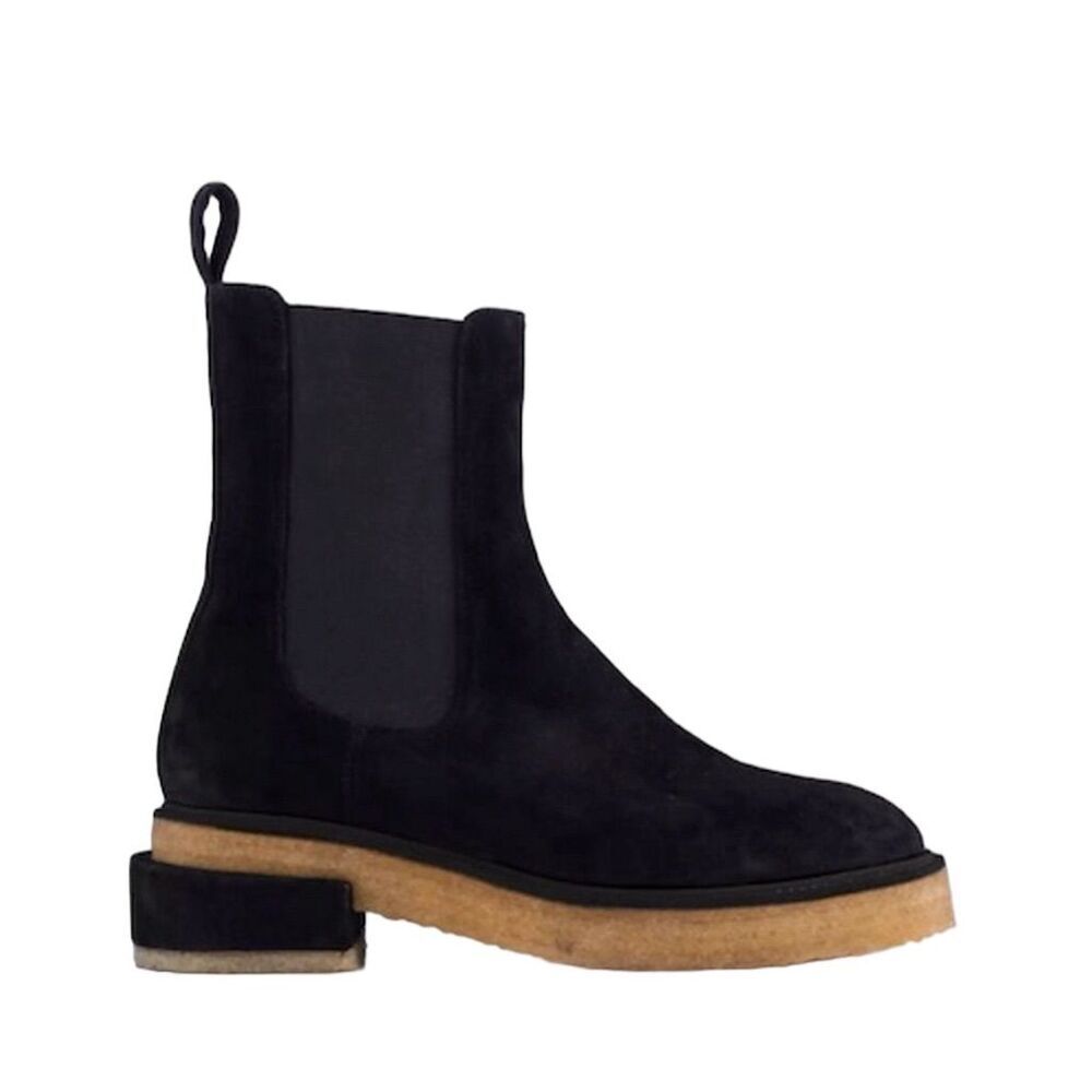 FRAME Black Suede Le Canon Platform Chelsea Boots Size 9.5 Mid Platform Ankle